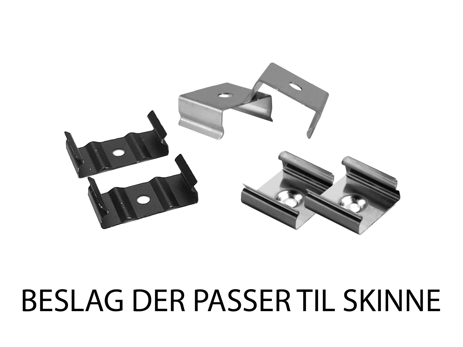 Alu-skinne 23x25mm. Hvid. 180 cm. inkl. cover. endestykker og clips