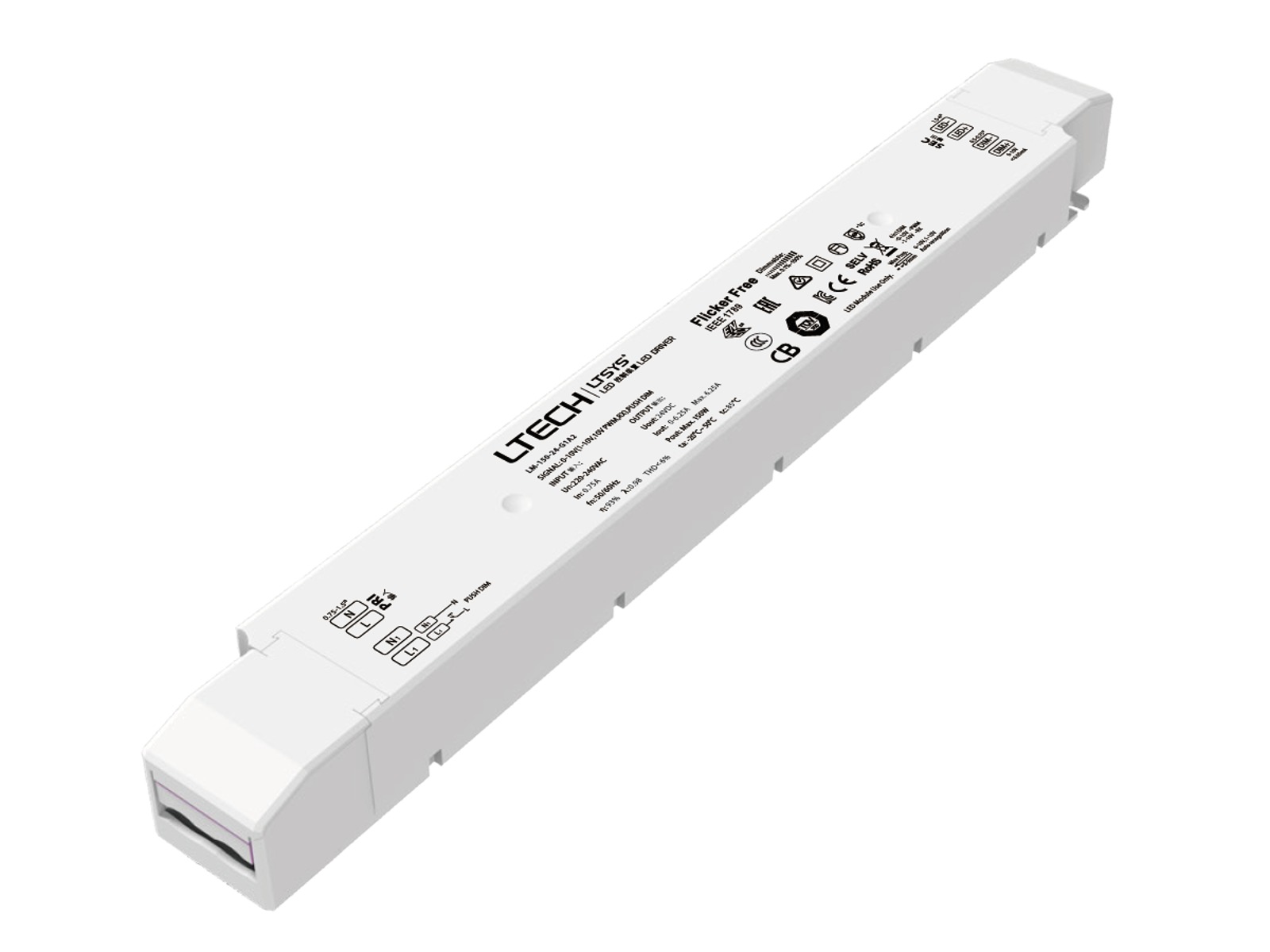 LTECH driver 1-10V/PUSH dæmpbar 150W 24V DC