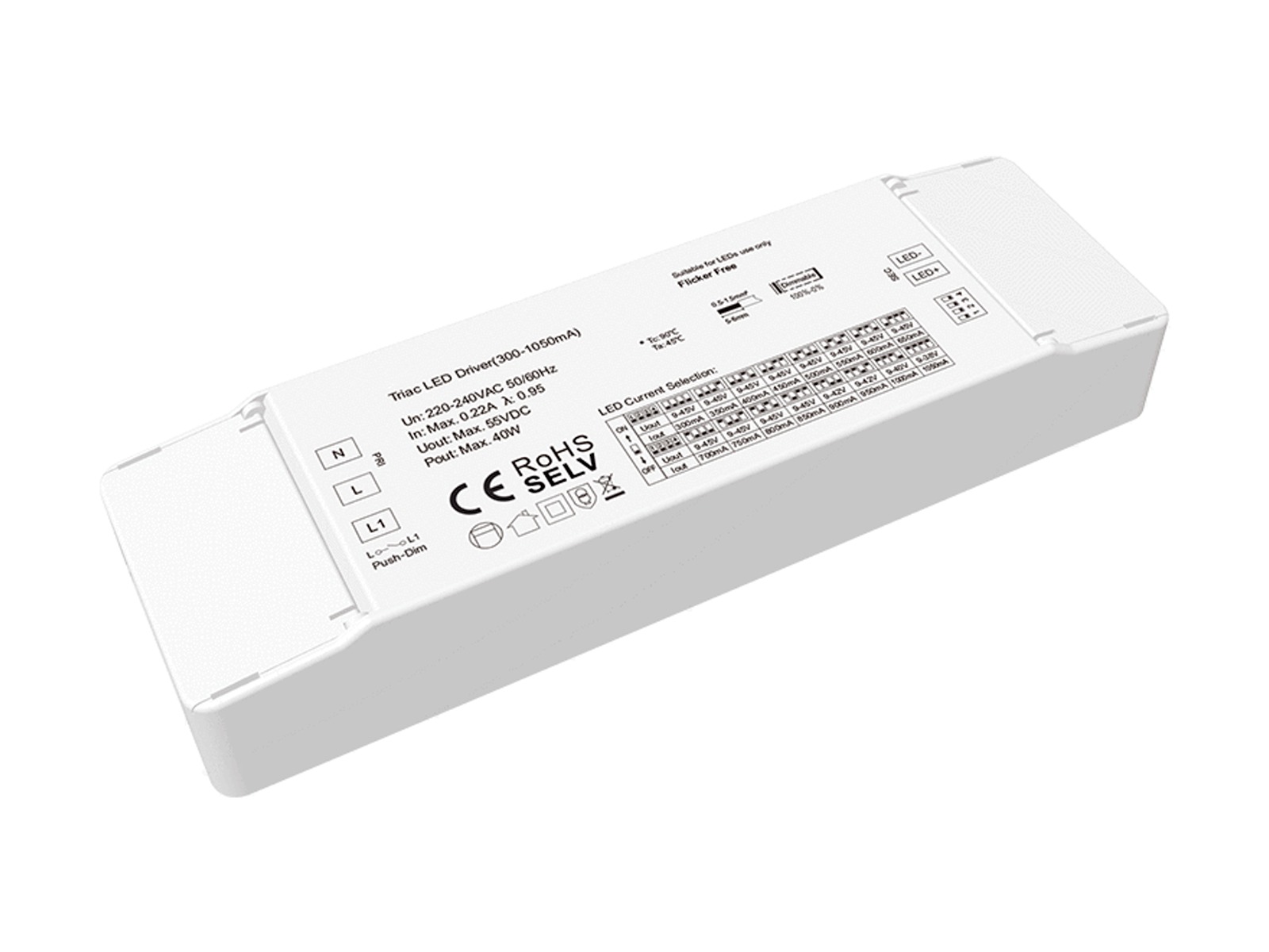 LED driver TRIAC/PUSH dæmpbar 40W CC