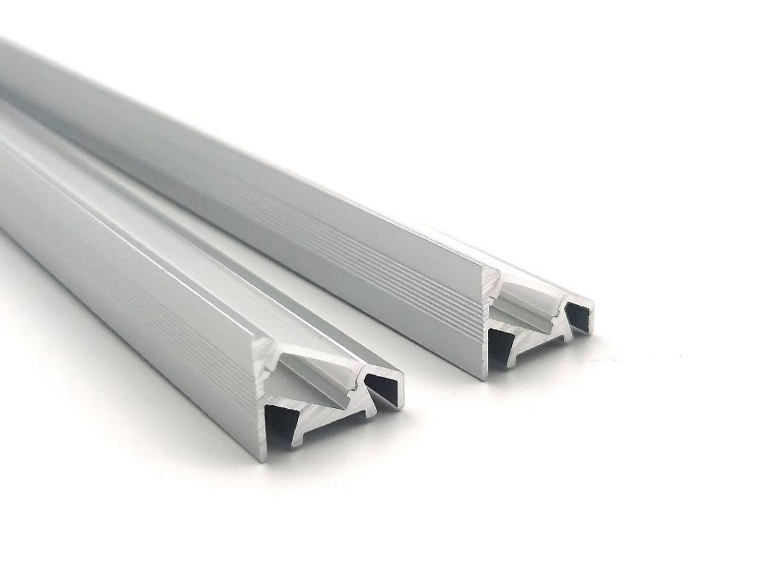 Alu-vinkelskinne 20x16 mm. for LED strip 180 cm. INKL. cover og clips (endestykker som tilkøb)