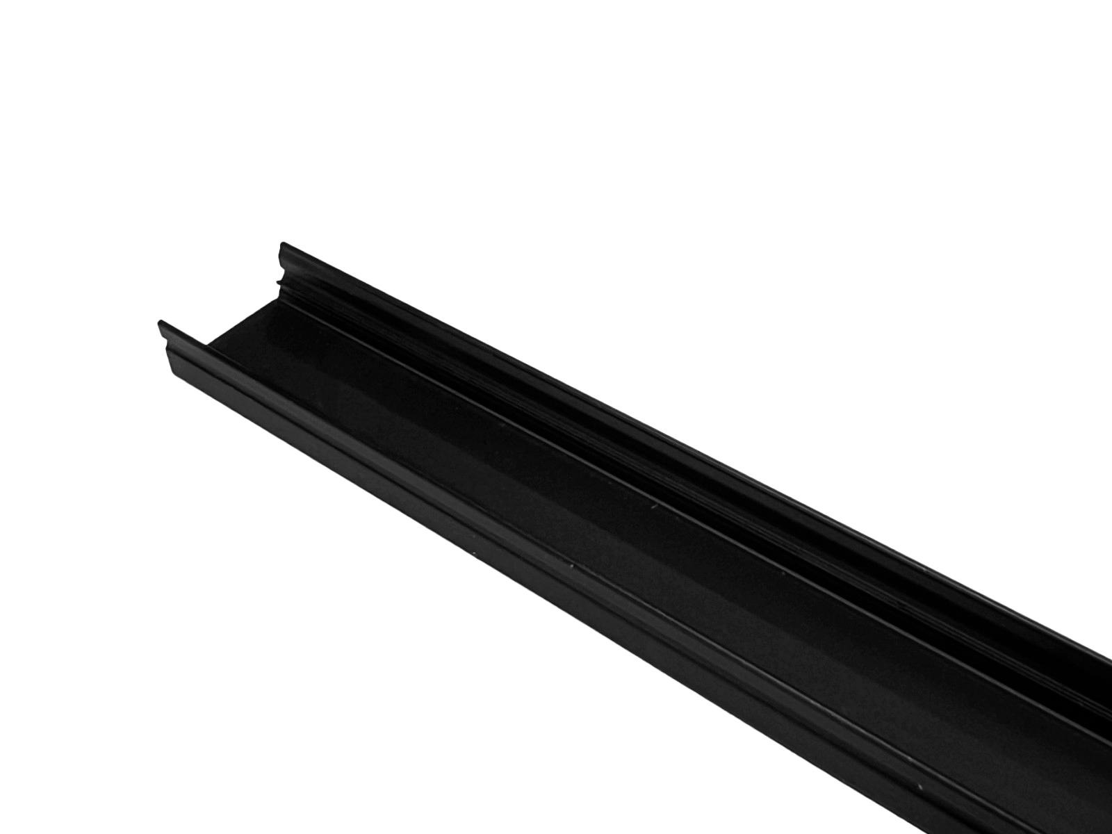 Alu-skinne 17x7 mm. SORT for LED strip. 100 cm. (tilkøb cover. endestykker. clips)