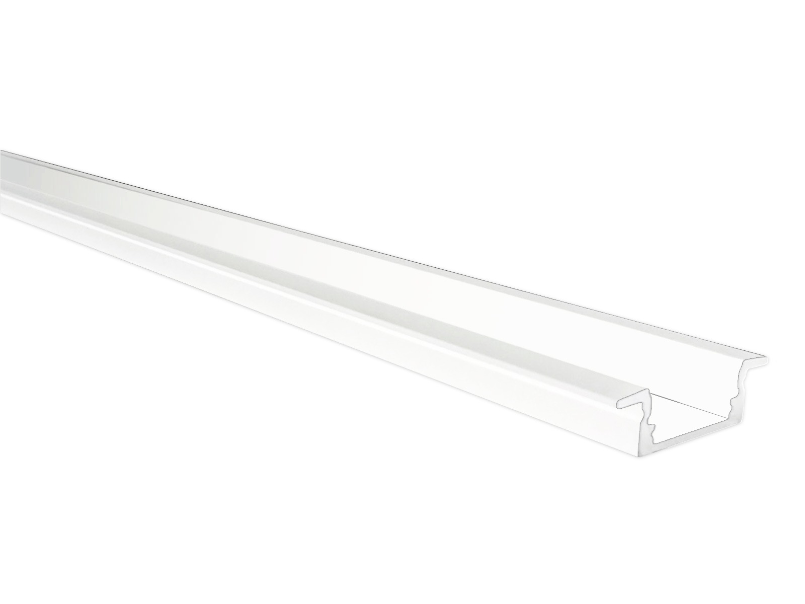 Alu-skinne HVID m/krave 17x7 for LED strip. 180 cm. m/4 skruehuller (tilkøb cover. endestykker. clips)