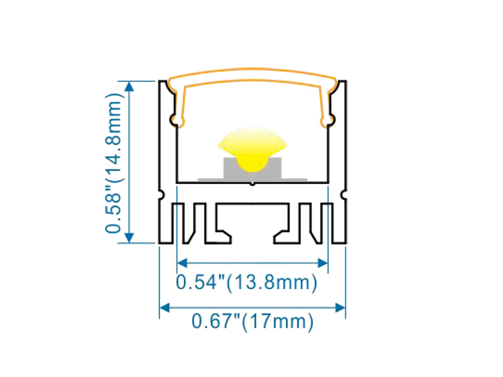 Alu-skinne 17x15 for LED strip