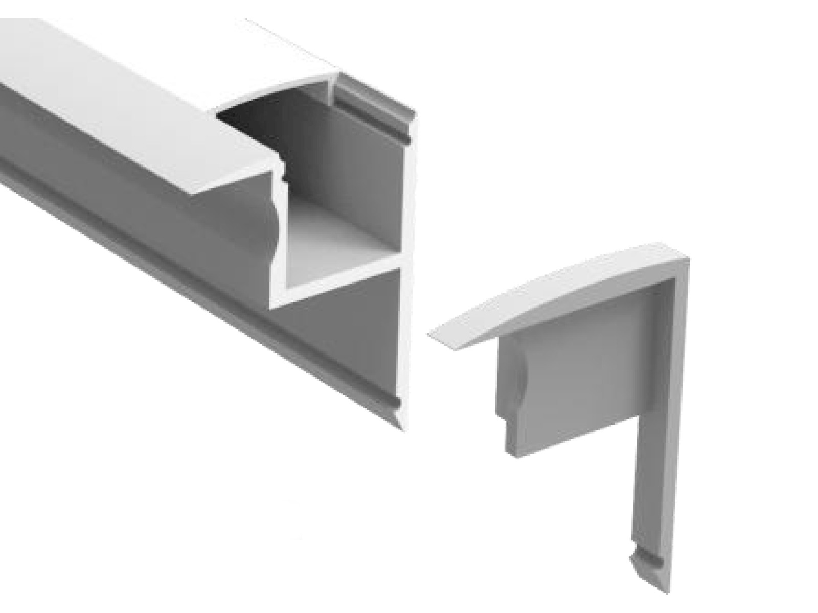 Alu-skinne 35x45 mm. for LED strip. 180 cm. inkl. cover
