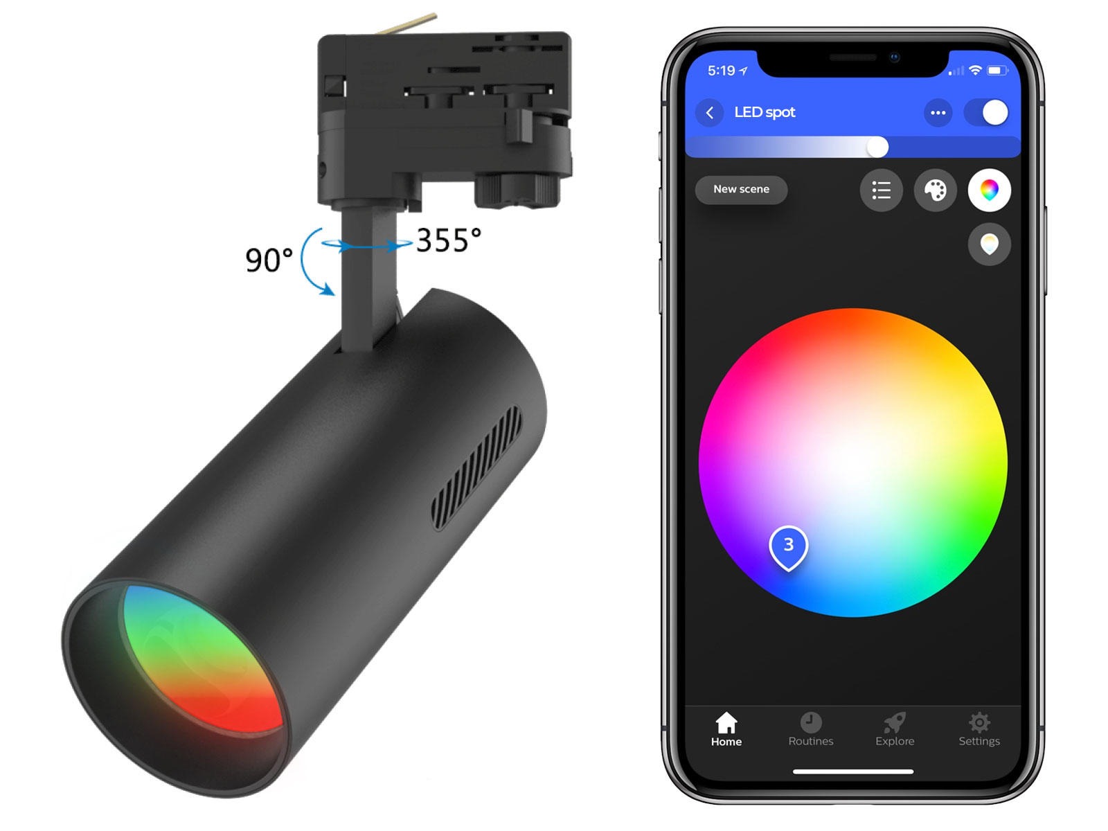 LED RGBCTA skinnespot 20W – sort