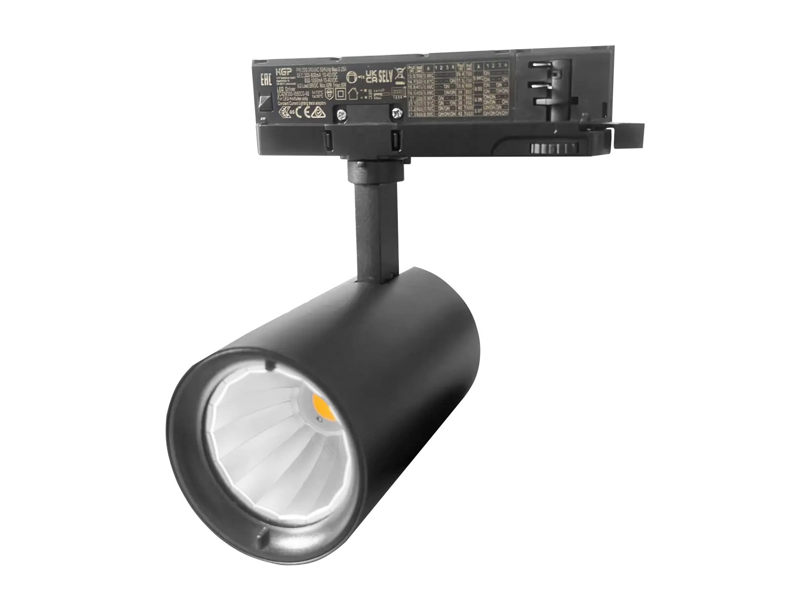 ELITE højlumen LED skinnespot 20W. WW. sort. 3-faset