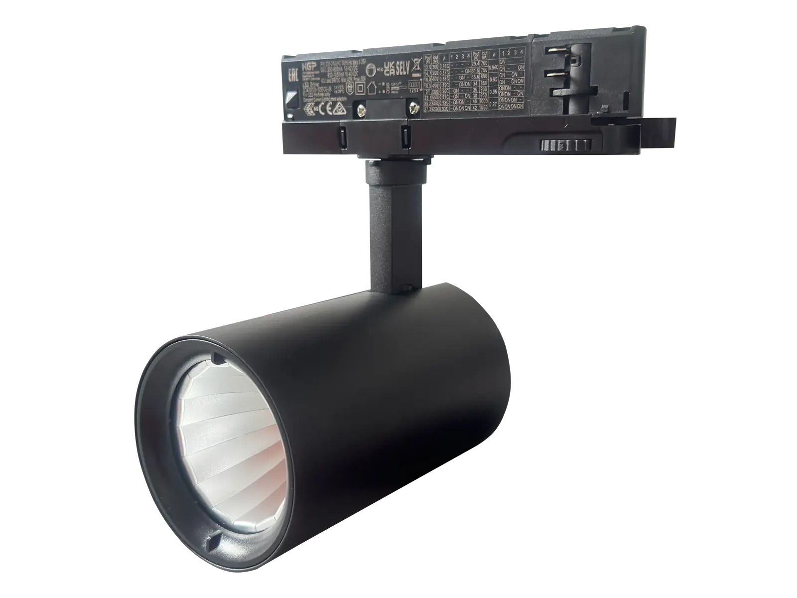 ELITE højlumen LED skinnespot 20W. WW. sort. 3-faset