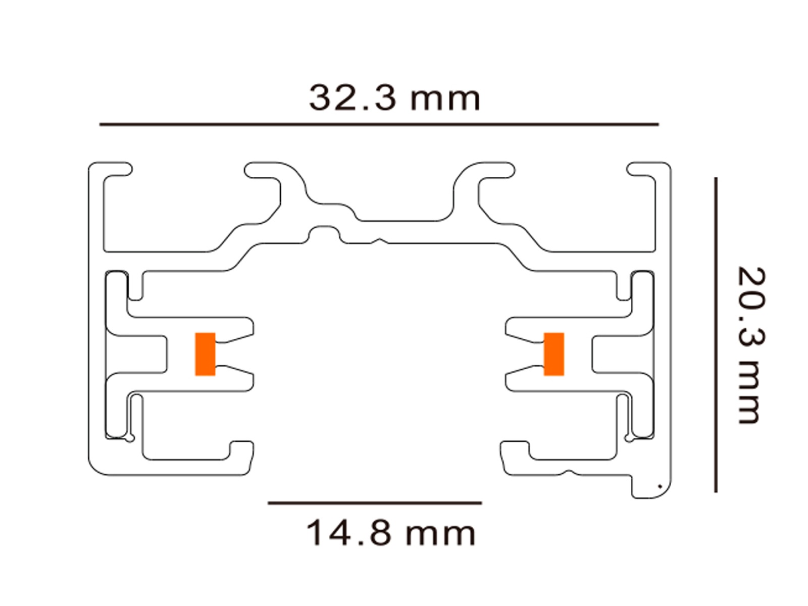 Slim Track Rail 1,5 m – 1-faset / 2-ledet – hvid