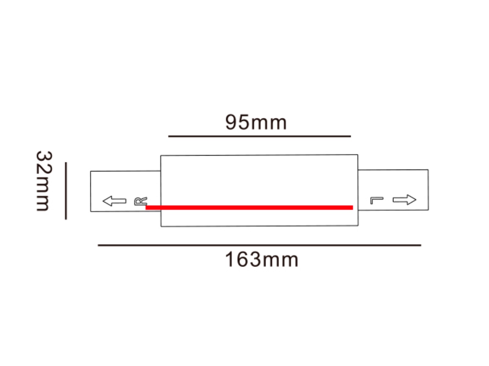 Slim Track Rail samlestykke indvendig – 1-faset / 2-ledet – sort