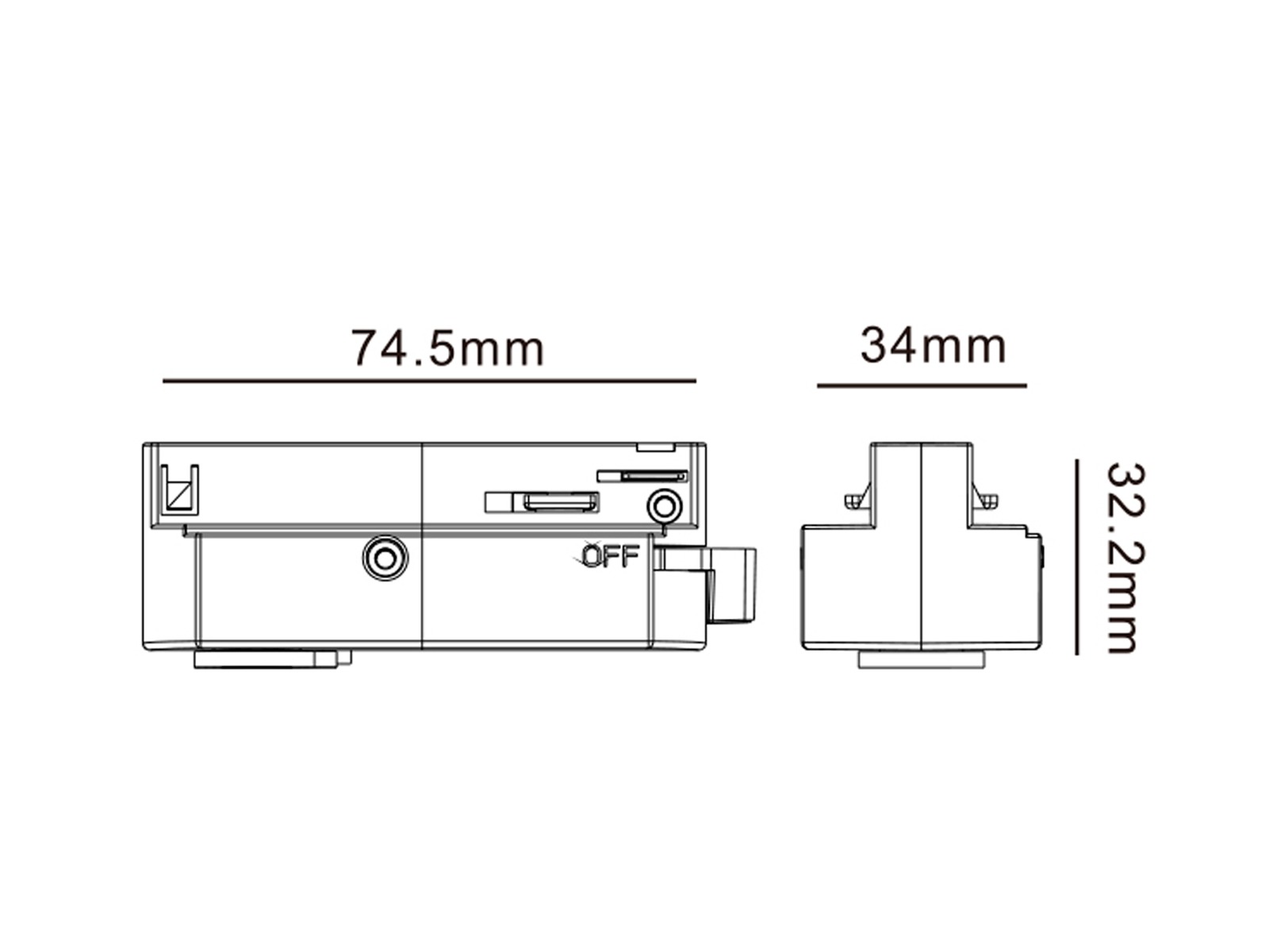 Slim Track Rail adapter 1-faset – sort
