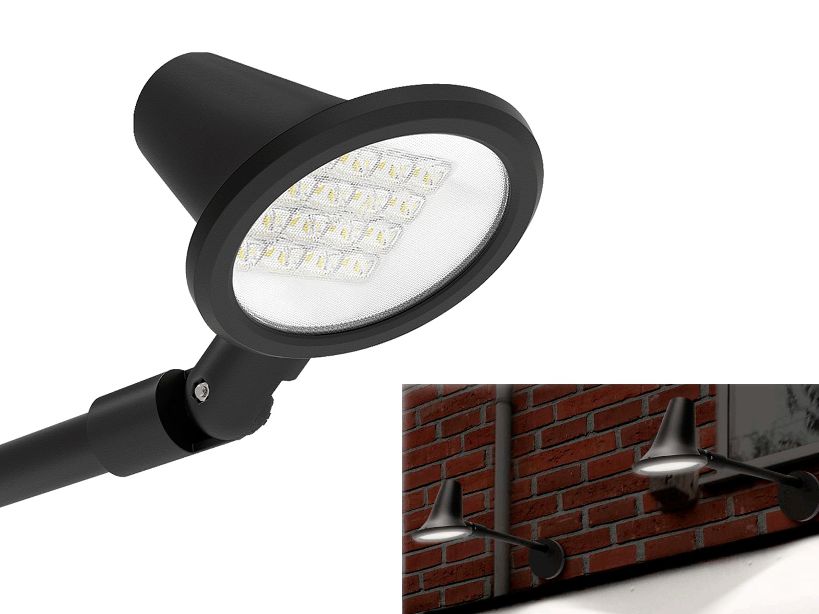 LED skilte-projektør, væg, 16W, NW, sort, rotérbar, tiltbar