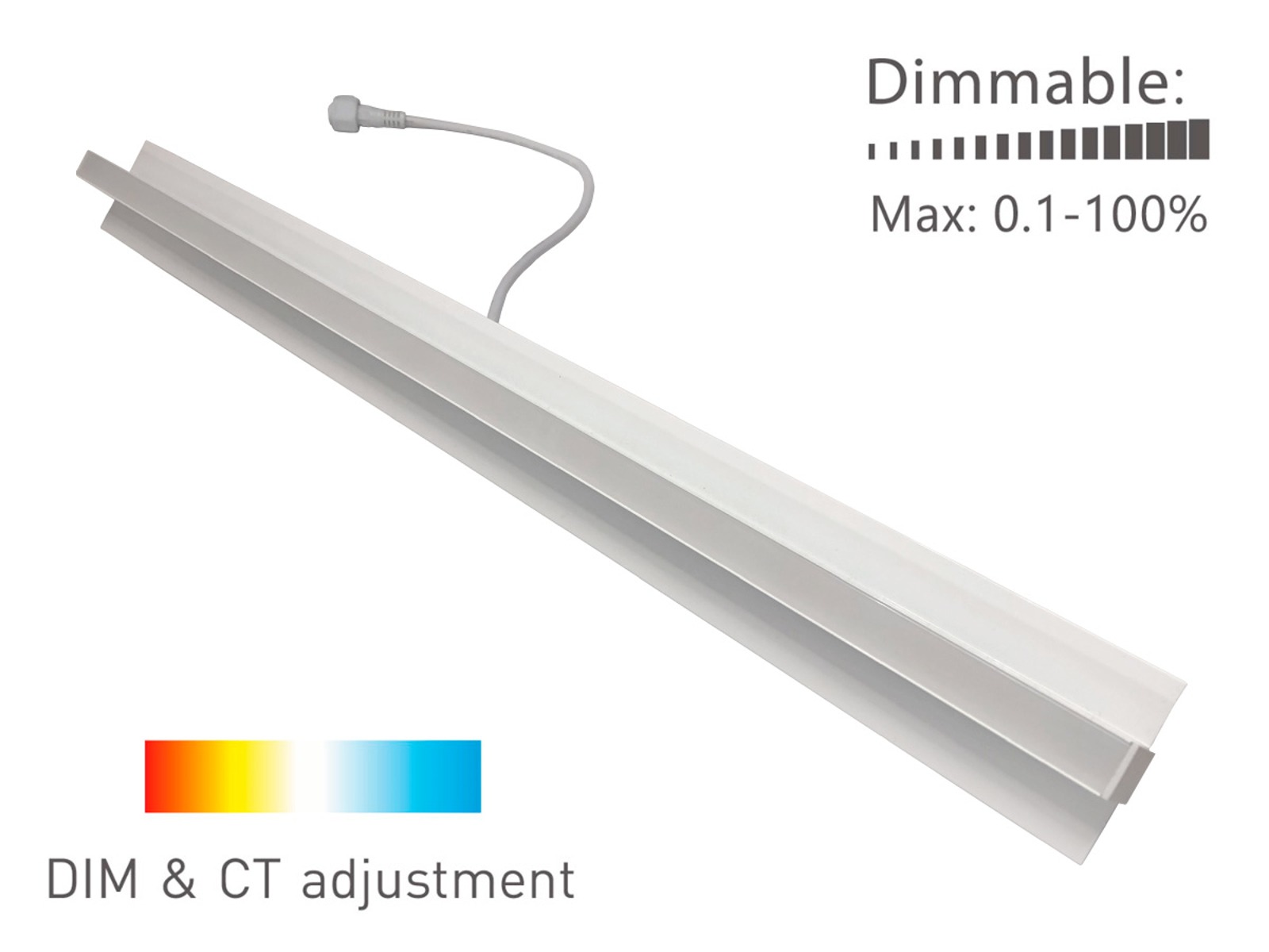 LED CCT lysskinne til Troldtekt/træbeton 60 cm. Planforsænket