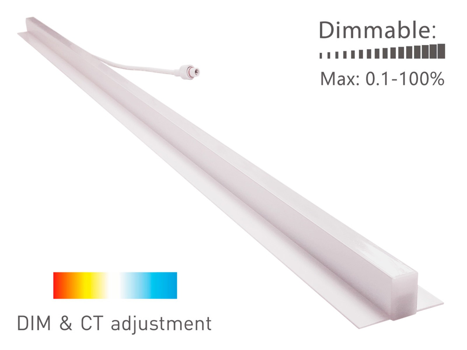 LED CCT lysskinne til Troldtekt/træbeton 120 cm. planforsænket
