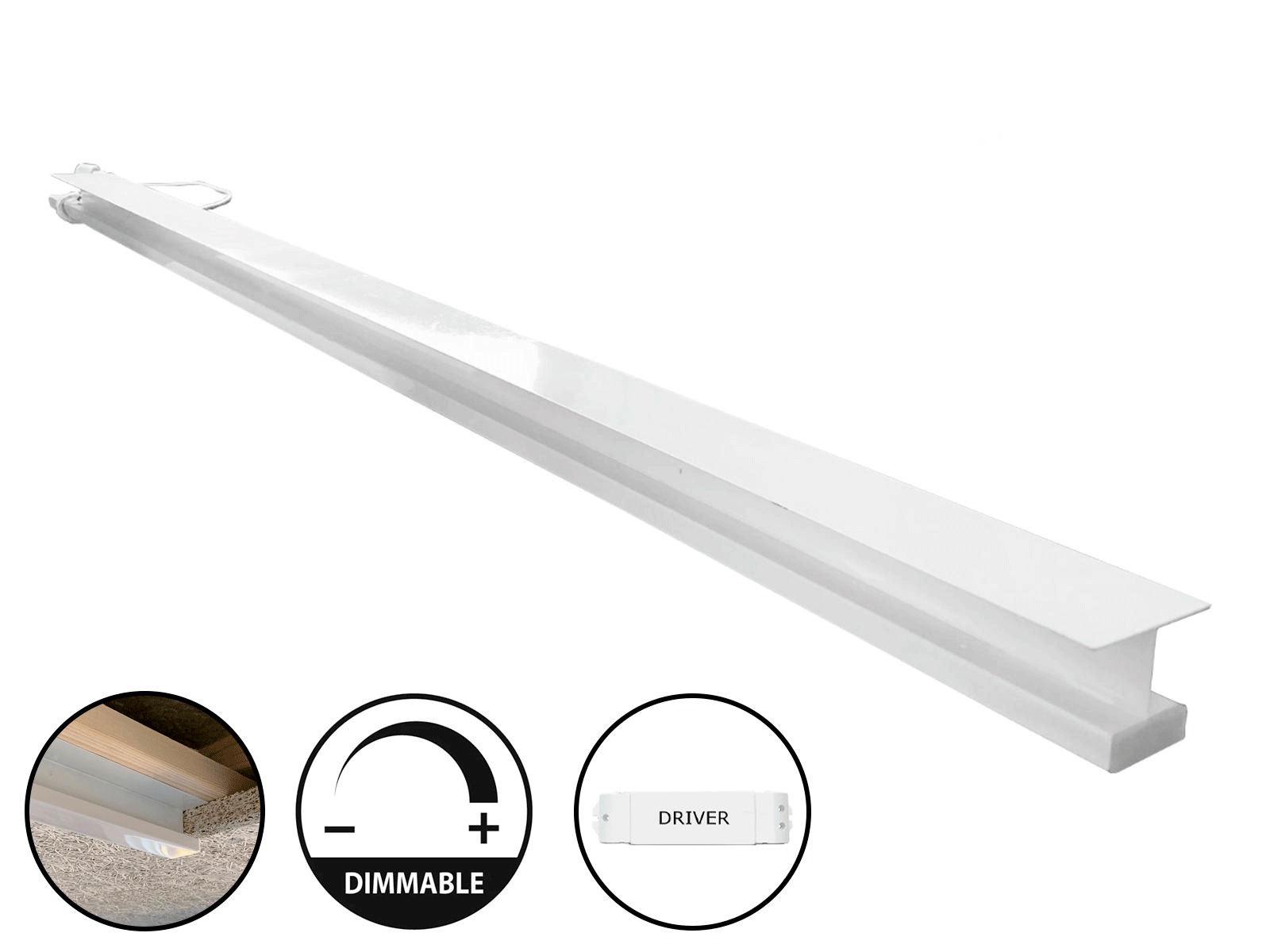 LED lysskinne til Troldtekt/træbeton 60 cm. WW 22W. TRIAC/PUSH (jf. produktionsliste). underforsænket