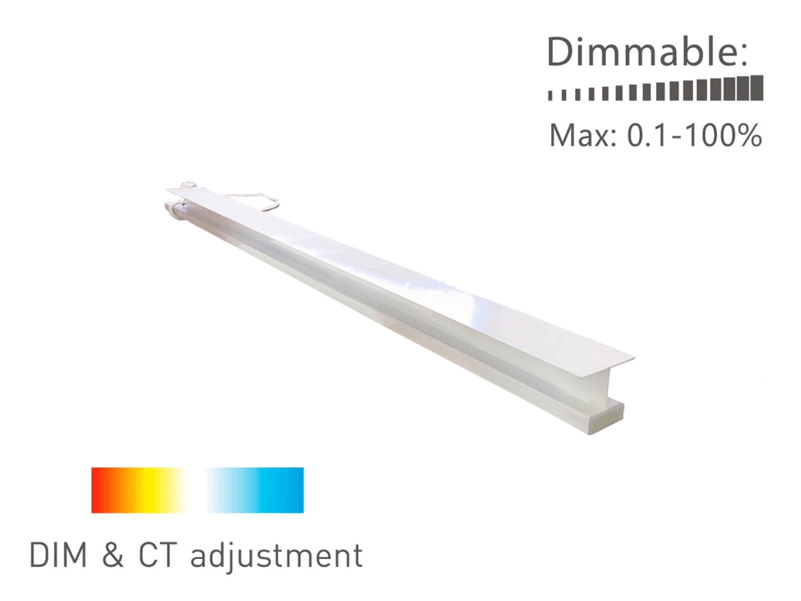 LED CCT lysskinne til Troldtekt/træbeton 60 cm. Underforsænket
