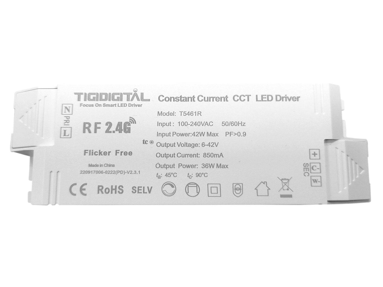 Driver for CCT LED-panel. CC 850mA/36W. 2.4GHz (for fjernbetjening)