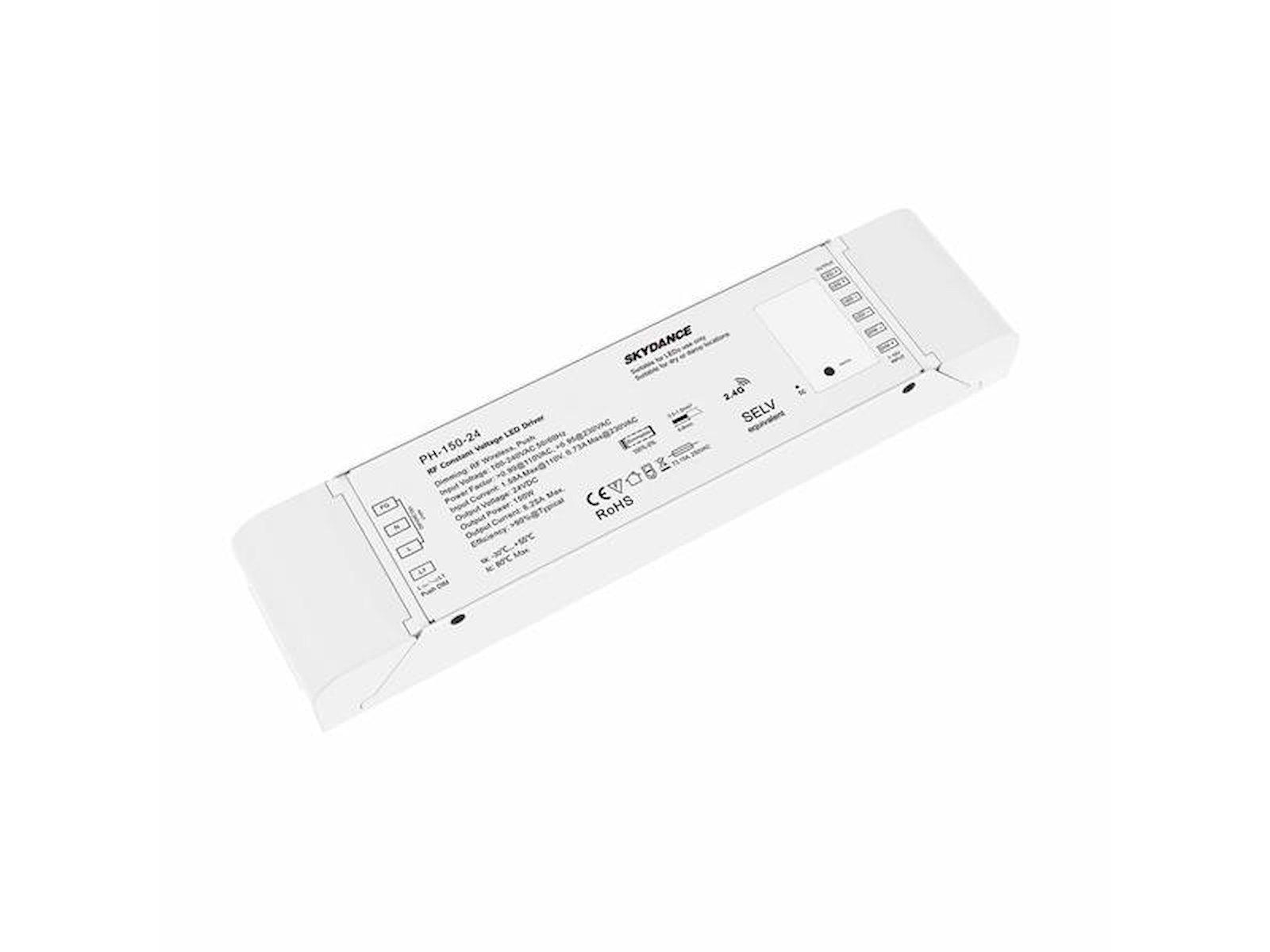LED 4-kanals driver 24V 150W dæmpbar RF 2.4GHz for trådløs styring + PUSH dæmp