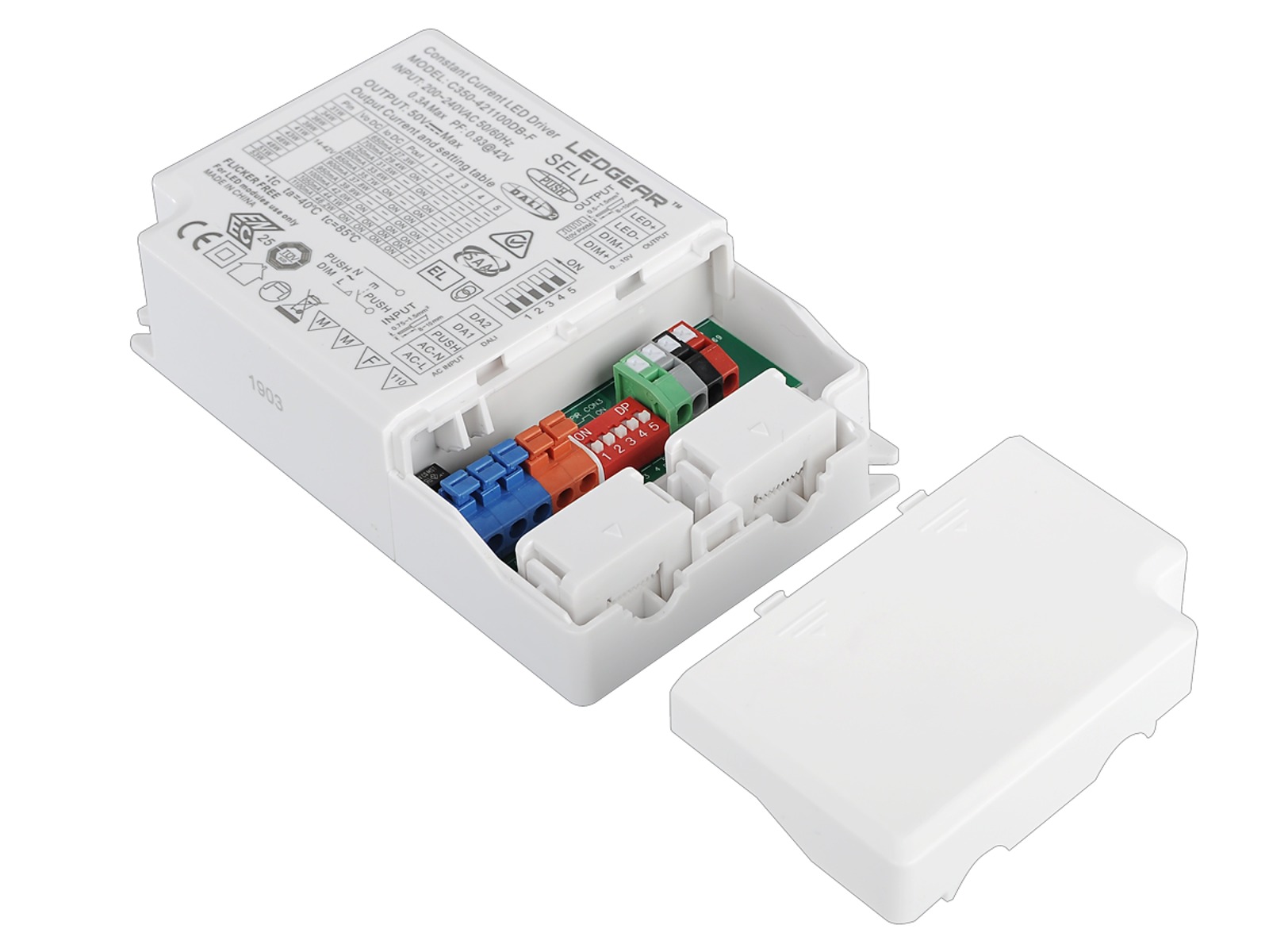 LEDGEAR DALI-2/0-10V/PWM/PUSH dæmpbar driver 650-1100mA. output 14-42V DC