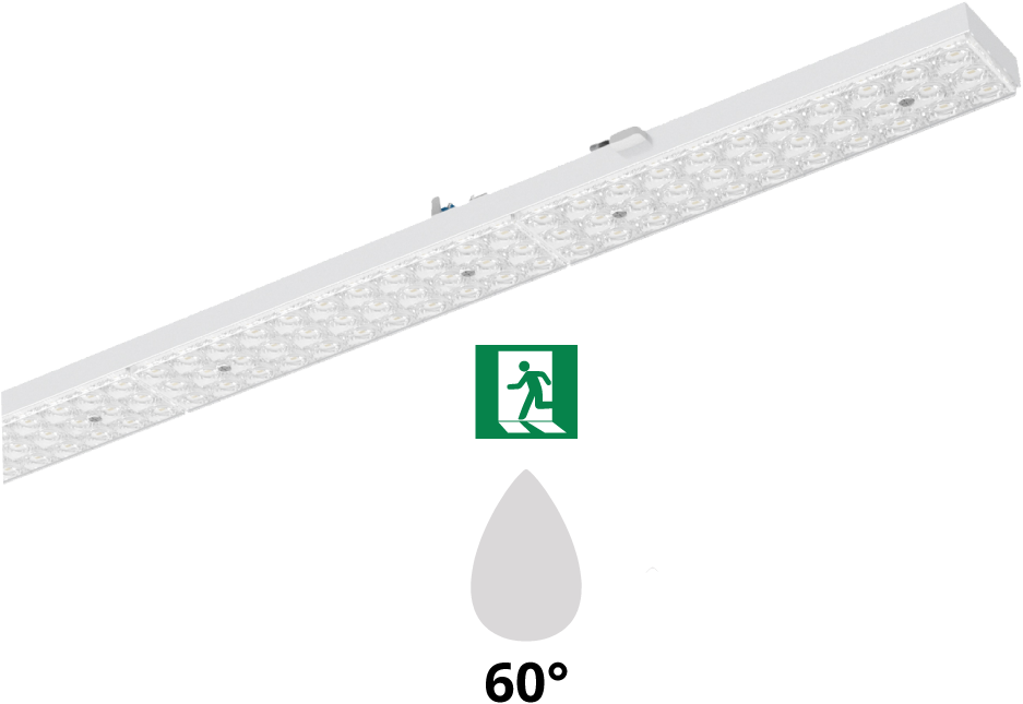 Pragmalux PRX-Line UO LED modul-hvid 2039mm dipswitch 115-83W 18000-14000lm 6500K 60D +nødmodul 1 time selvtest
