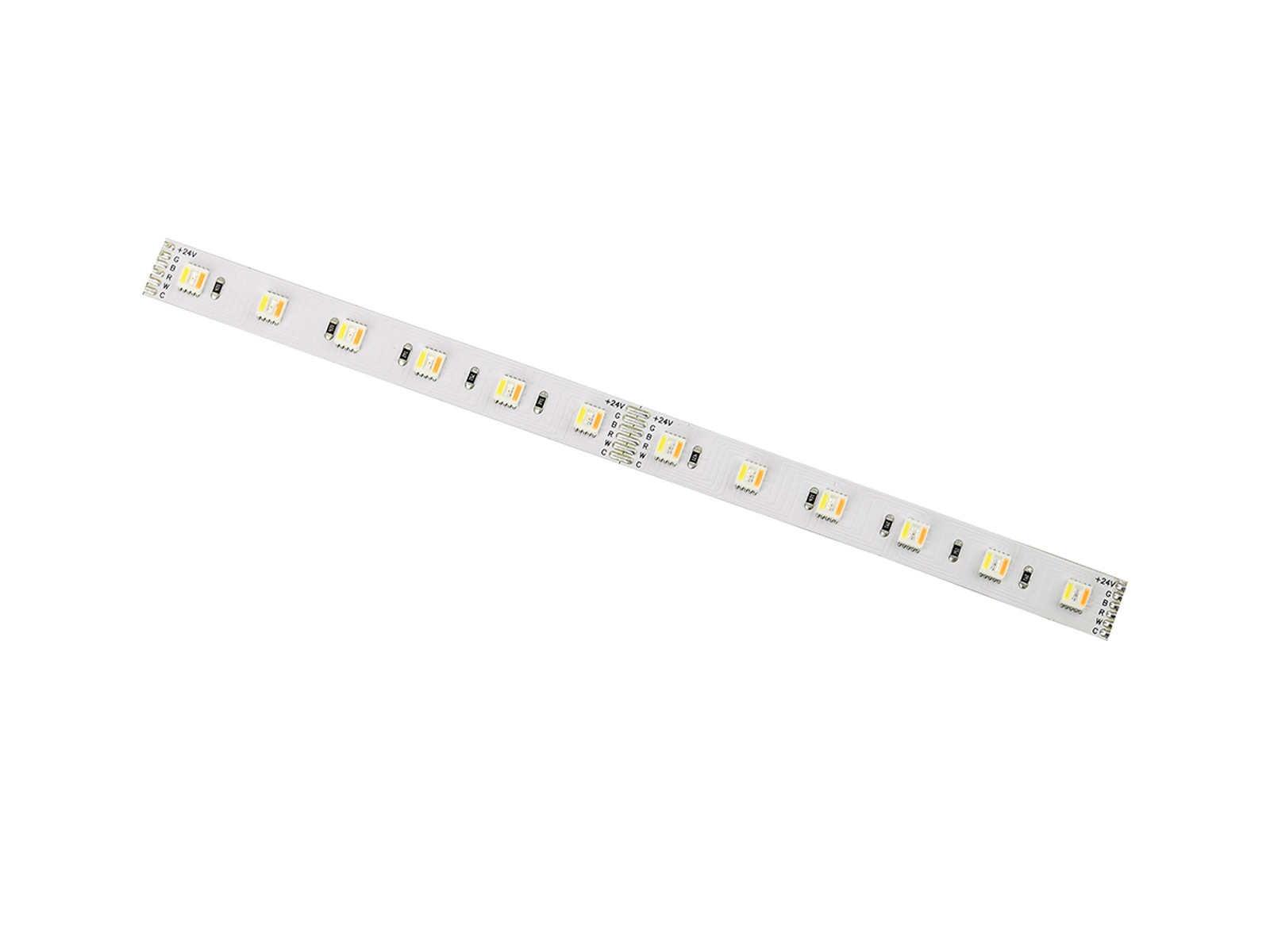 LightMore RGB2400+6500K. 10m. 19W/m. 24V. 30cm ledning i begge ender. rød 3M Tape. IP20