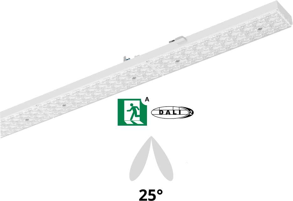 Pragmalux PRX-Line LED modul HO 1528mm 75W 12900lm 6500K asymmetrisk dobbelt 25D DALI +nødmodul HO 1 time selvtest