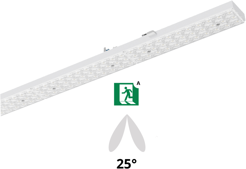 Pragmalux PRX-Line LED modul HO 1528mm 75-22W 12900-3785Lm 6500K asymmetrisk dobbelt 25D +nødmodul HO 1 time selvtest