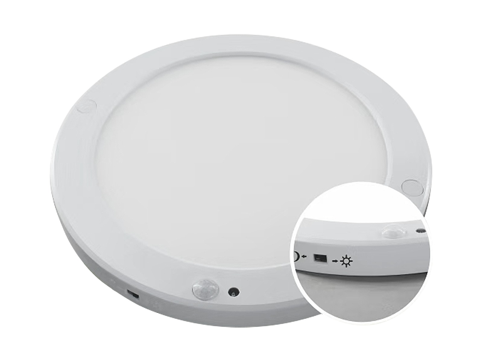 LED indbyg/påbyg. sensor-lampe Ø:220 mm. 3.000K