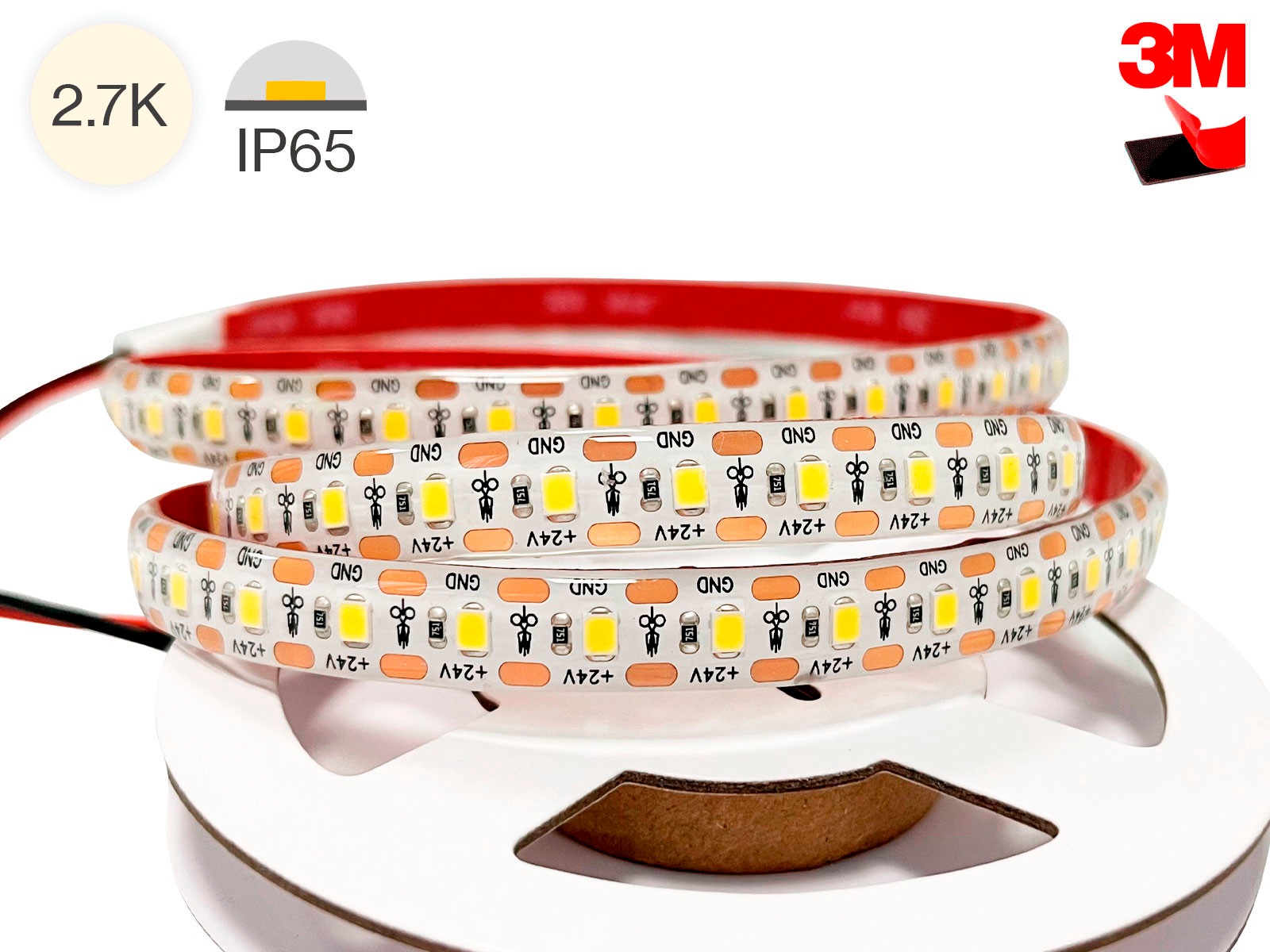 LightMore HIGH LUMEN LED strip. 24V 9W/m. 170lm/w. 2700K. IP65 10m.