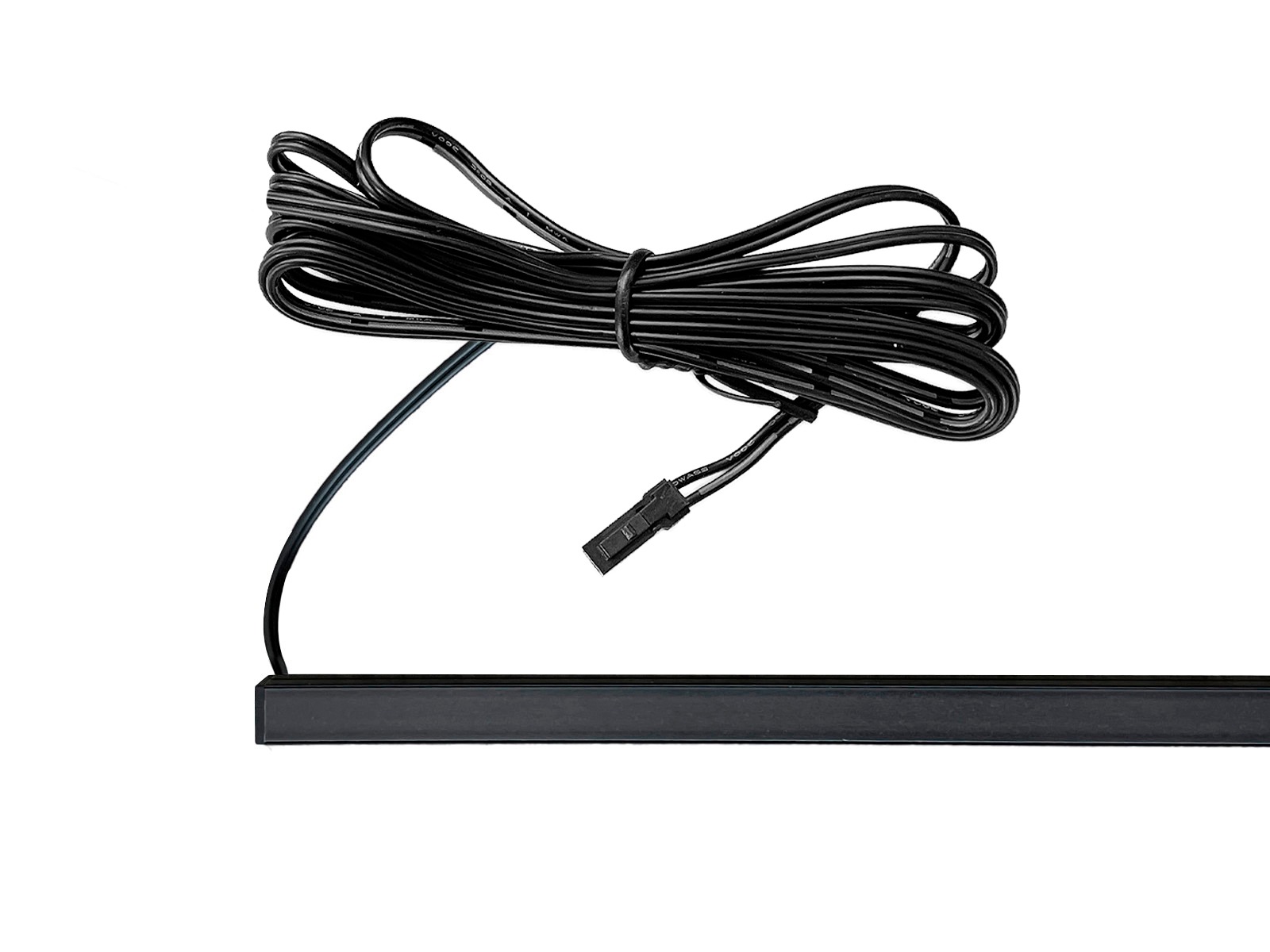 MODULE LED lysskinne sort 120 cm. 10x10 mm. 24V. 7.2W. 3000K. 2 m. ledning bagudrettet m. Dupont han-stik. inkl. 4 mont.clips m. skruer