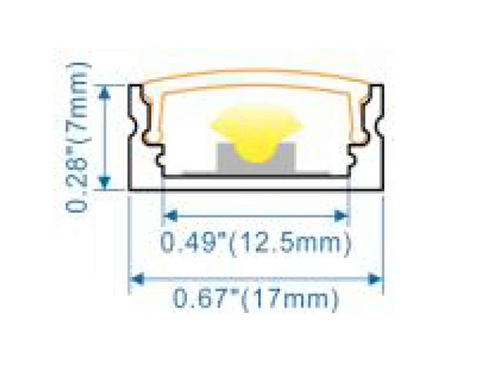 Alu-skinne for LED strip 17x7 mm. sort. 60 cm. inkl. sort matteret cover. 2 sorte mont.clips og sorte endestykker
