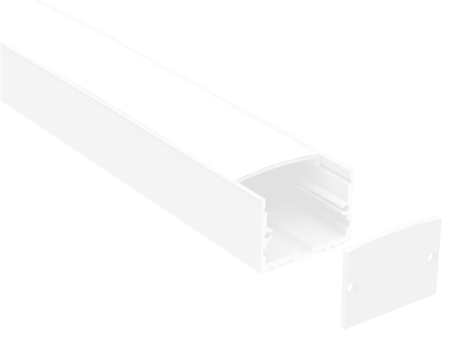Alu-skinne for LED strip 32x25. 180 cm. SORT eller HVID inkl. matteret cover