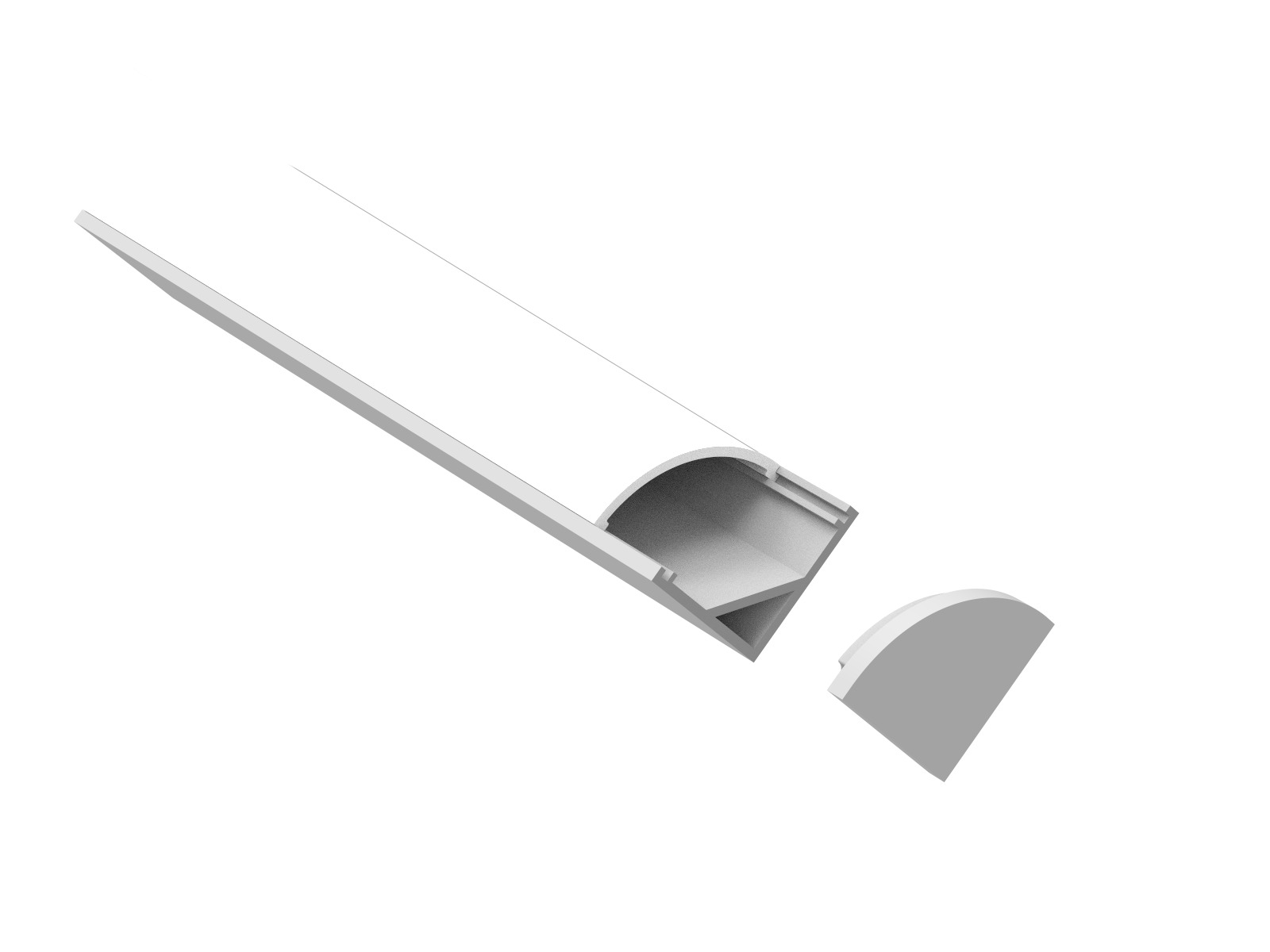 Alu-hjørneskinne for LED strip. 16x16 mm. (inkl.cover.)