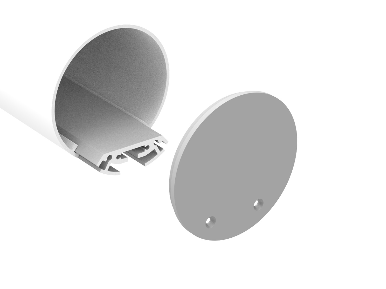 Alu-skinne rund Ø:60mm. for LED strip 100 cm.
