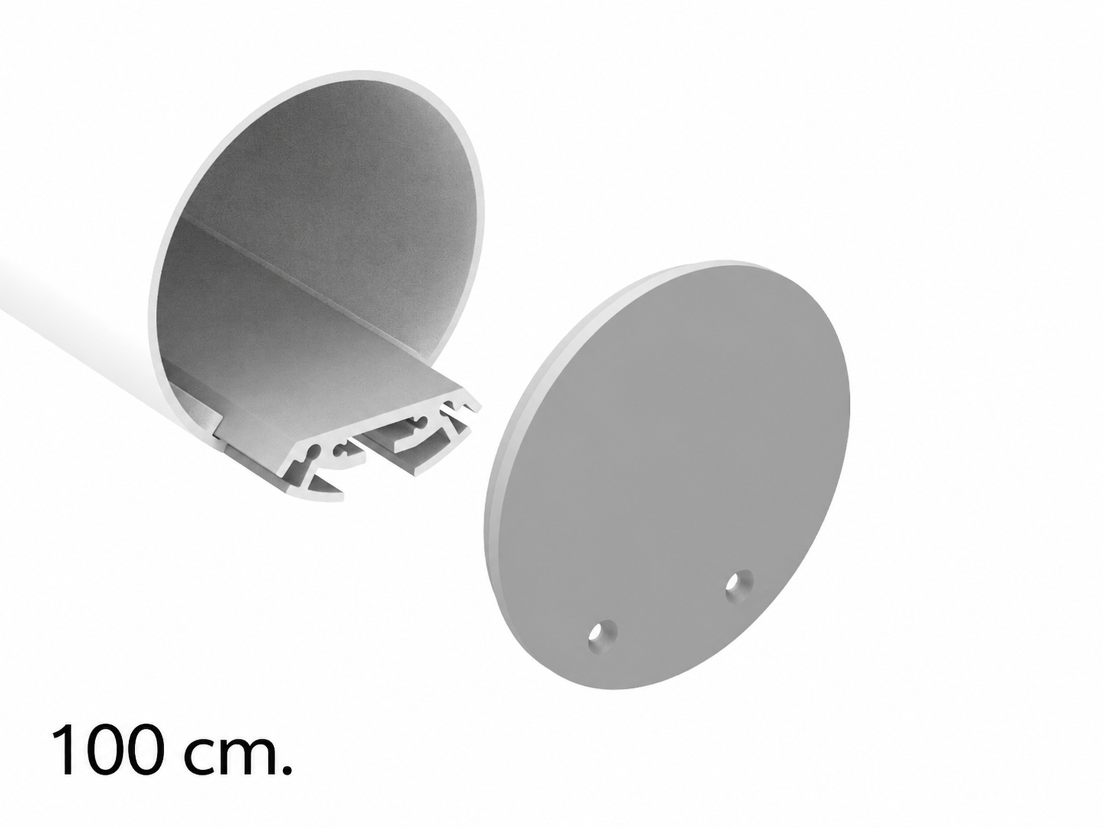 Alu-skinne rund Ø:60mm. for LED strip 100 cm.