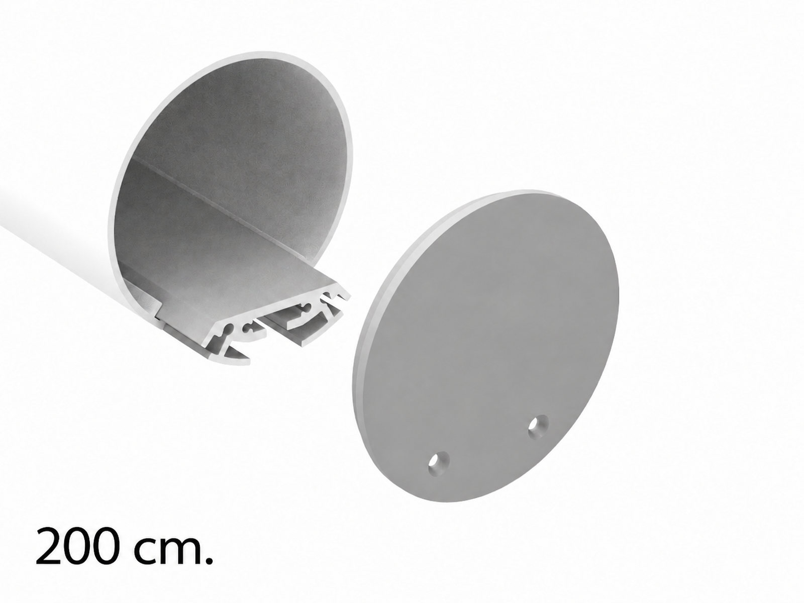 Alu-skinne rund Ø:60mm. for LED strip 200 cm.