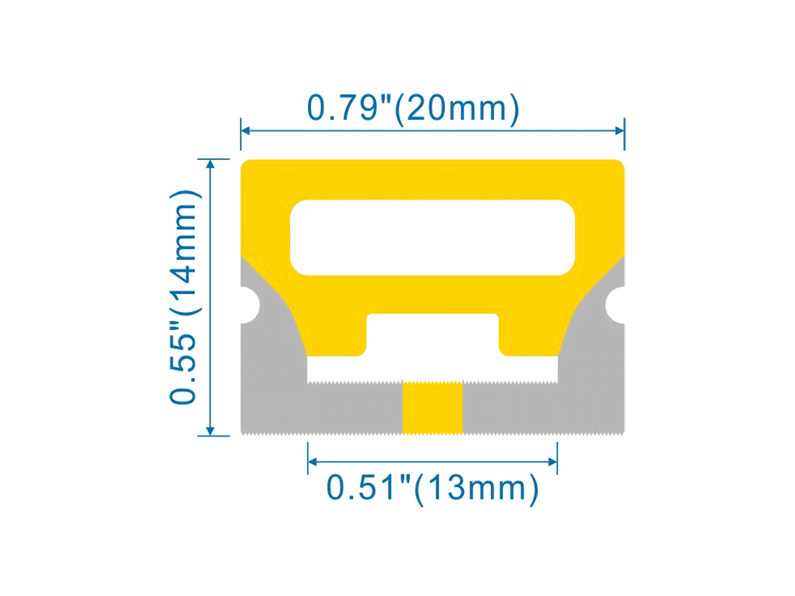 Silikone-skinne for LED strip 20x14 mm. PR.METER