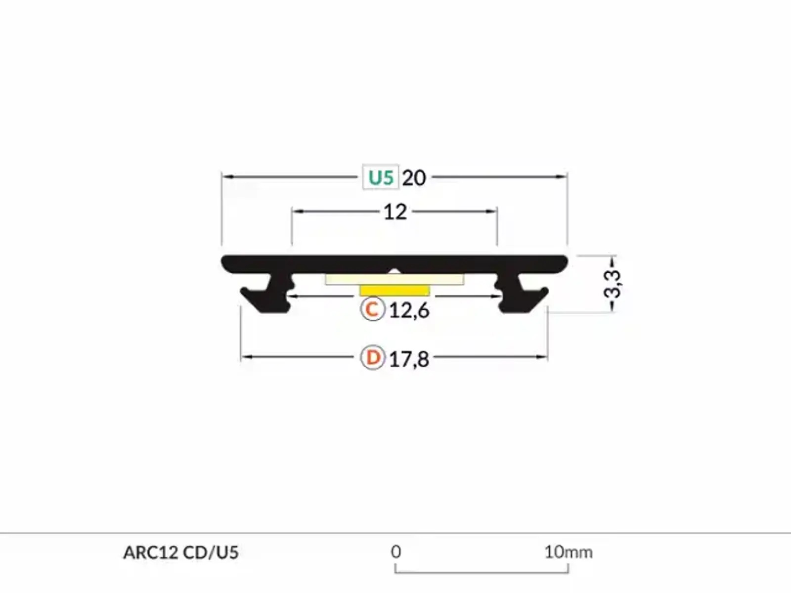 Alu profil ARC12 Hvid - 2m