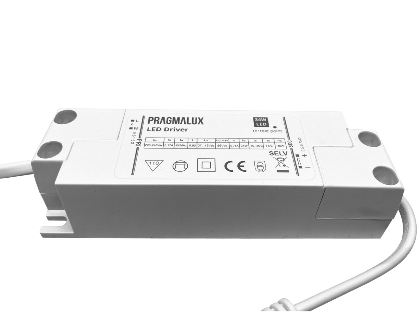 Pragmalux LED driver G2 m/junctionbox, 34W