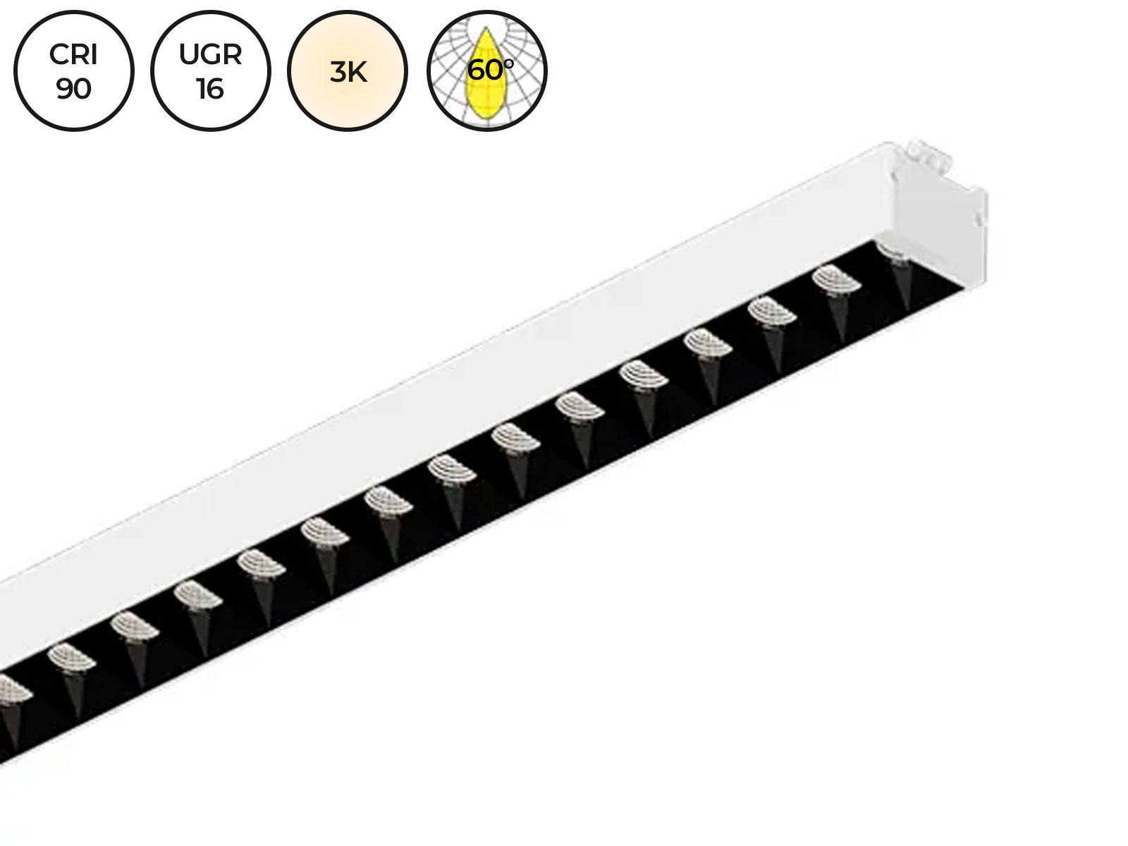 ALYCE LED modul 564 mm. UGR<16. HVID/SORT. 3000k. 60° CRI>90