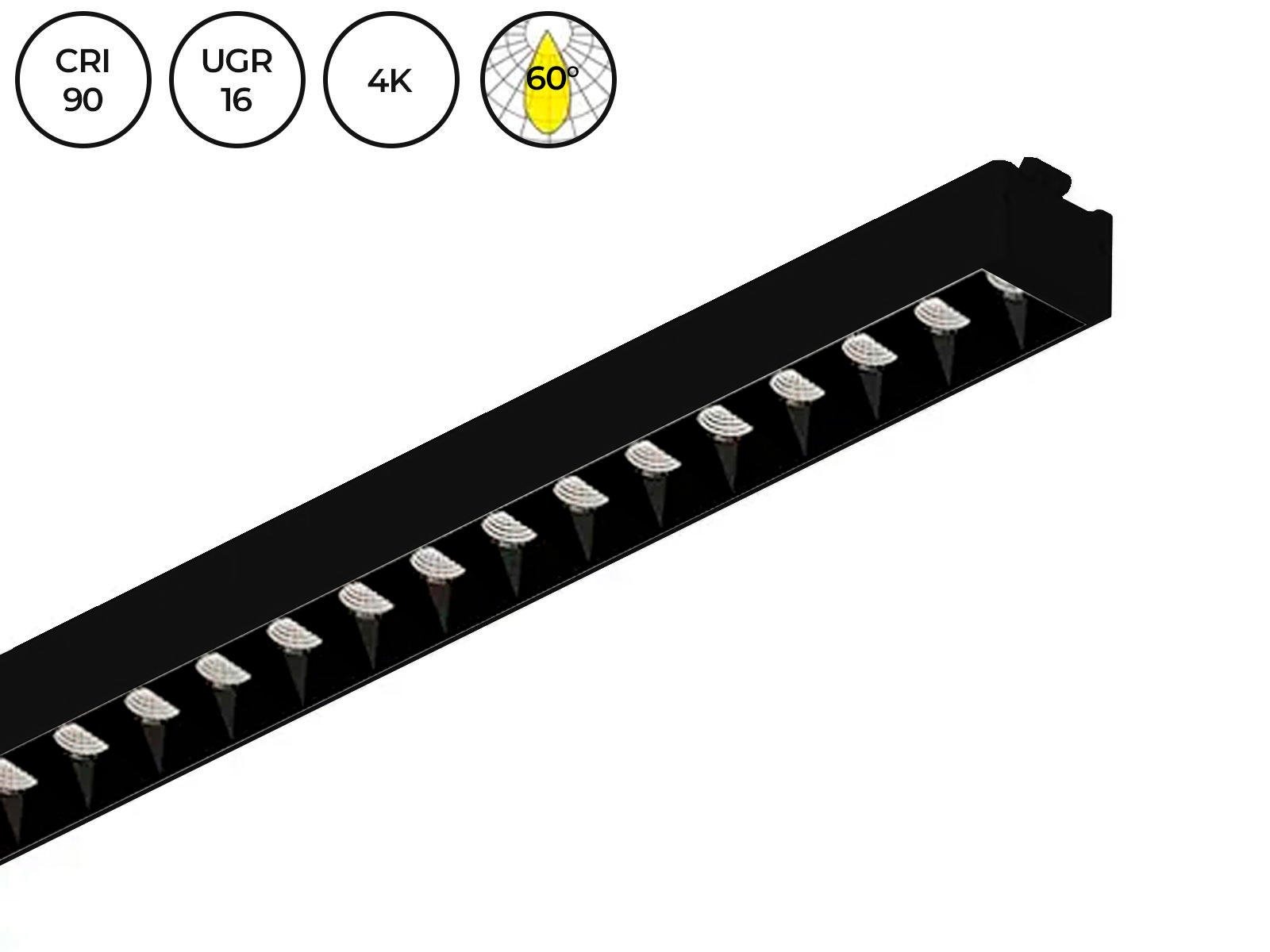 HERA LED Down-Modul 1.5m UGR<16. SORT/SORT. 3000k. 60° CRI>90