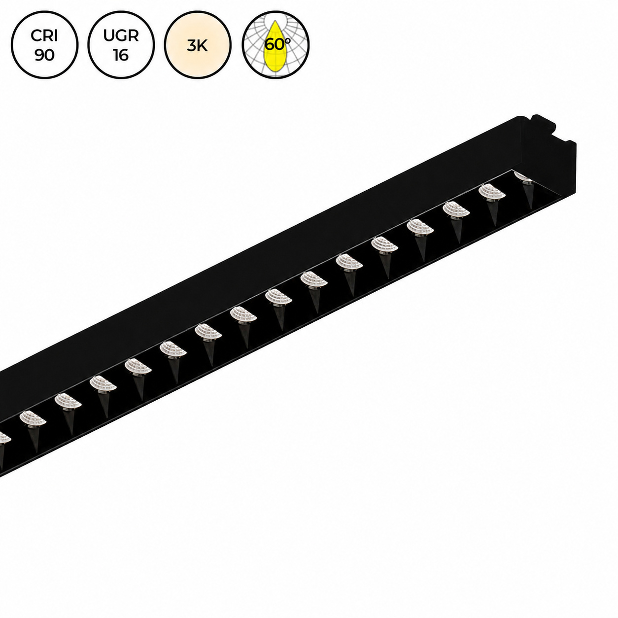 ALYCE LED modul 1164 mm. UGR<16. SORT/SORT. 3000k. 60° CRI>90