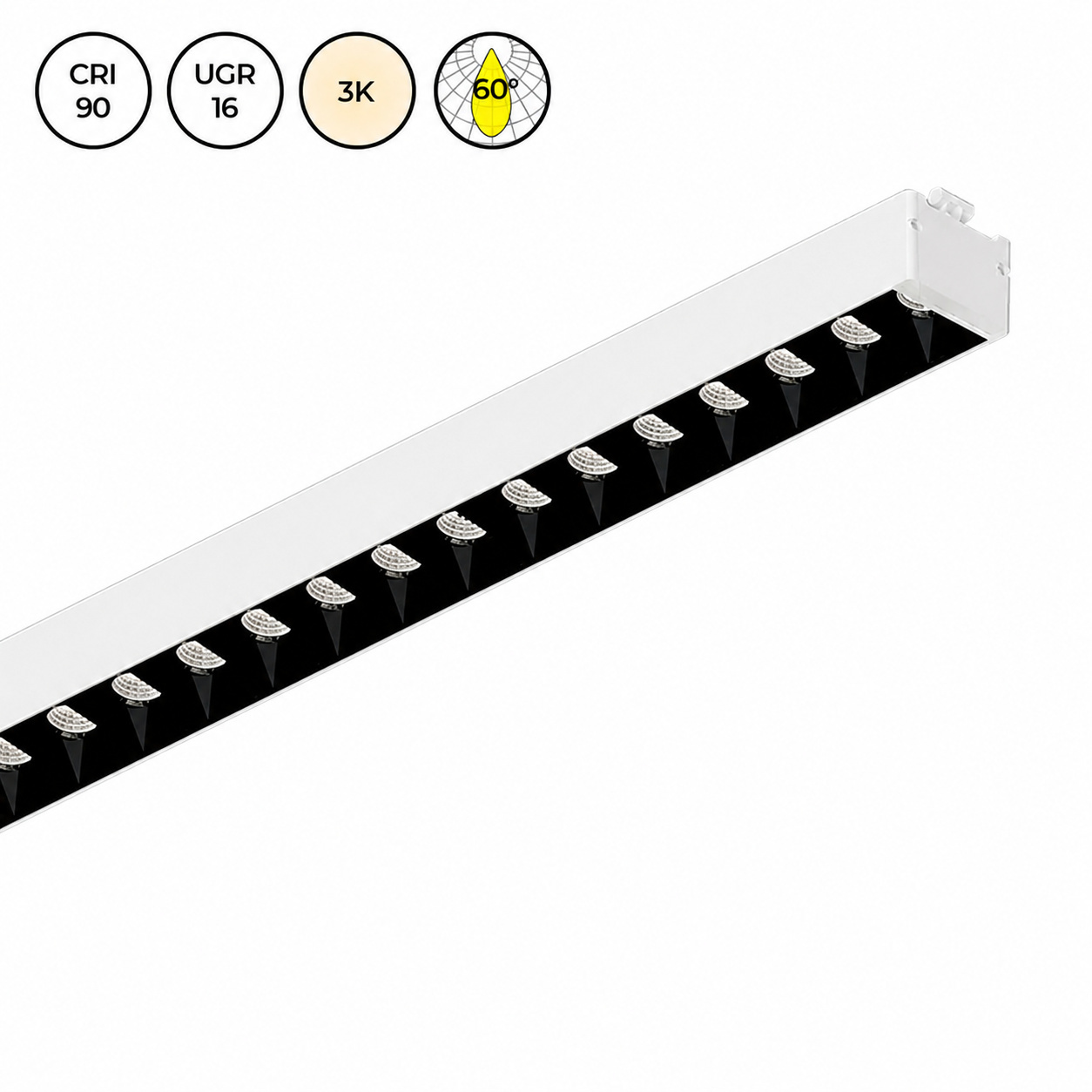 ALYCE LED modul 864mm. UGR<16. HVID/SORT. 3000k. 60° CRI>90