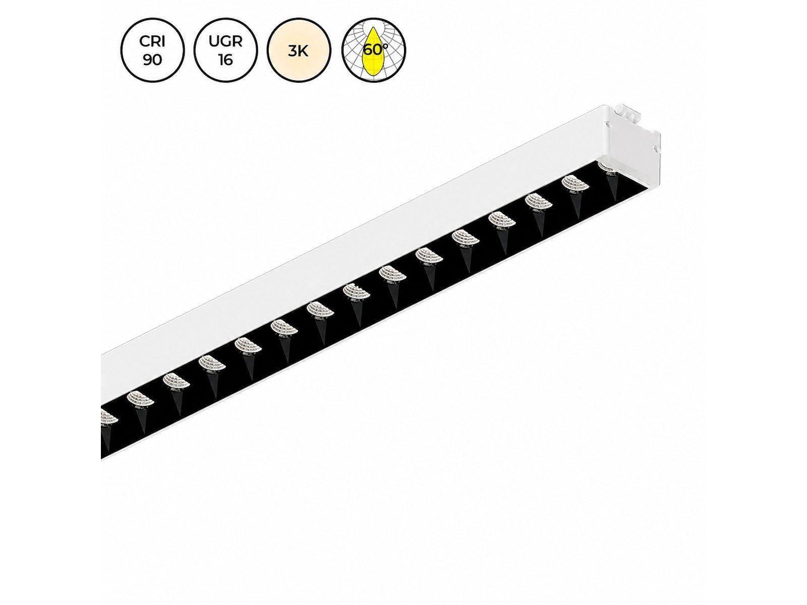 ALYCE LED modul 864mm. UGR<16. HVID/SORT. 3000k. 60° CRI>90