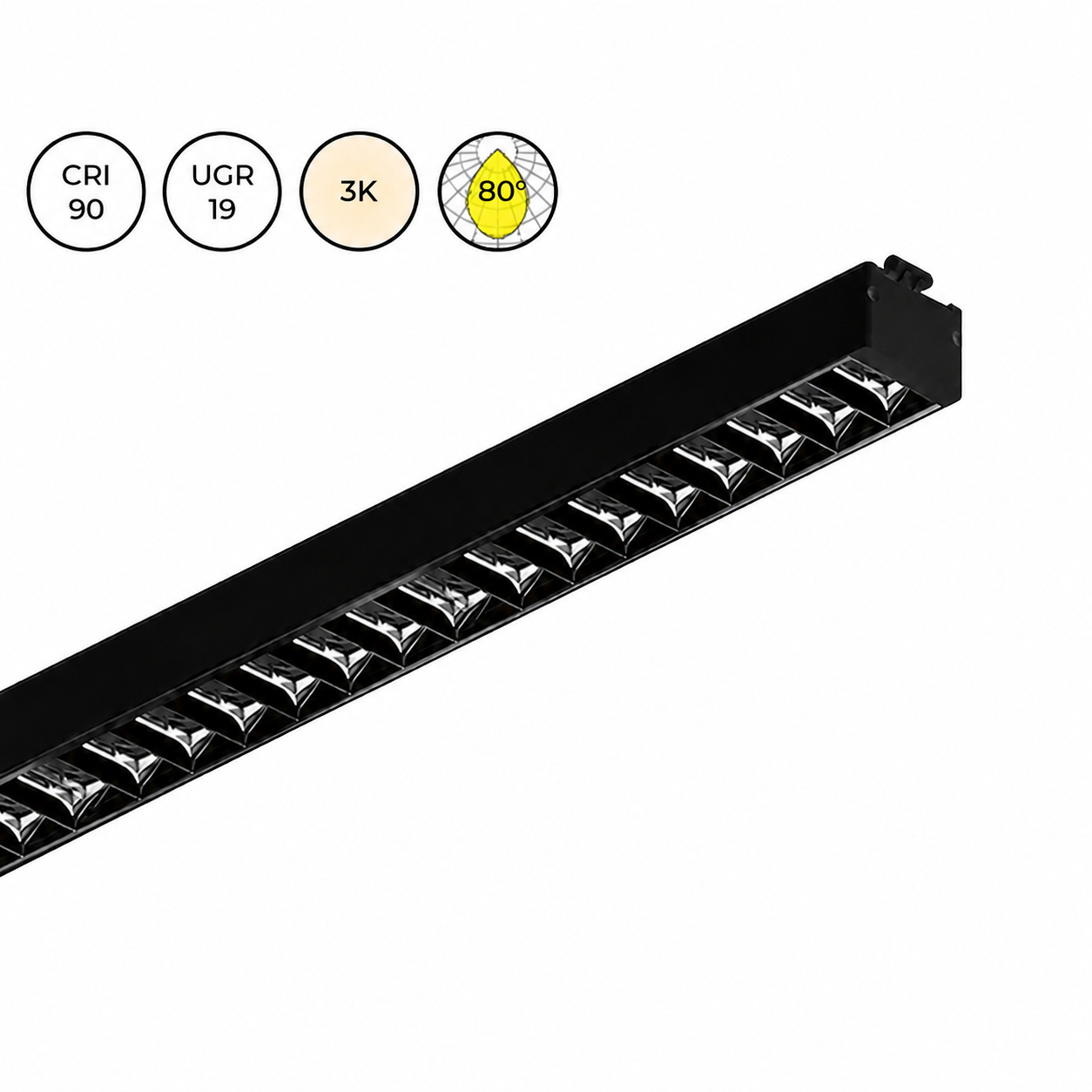 ALYCE LED modul 1164 mm. UGR<19. SORT. 3000k. 80° CRI>90