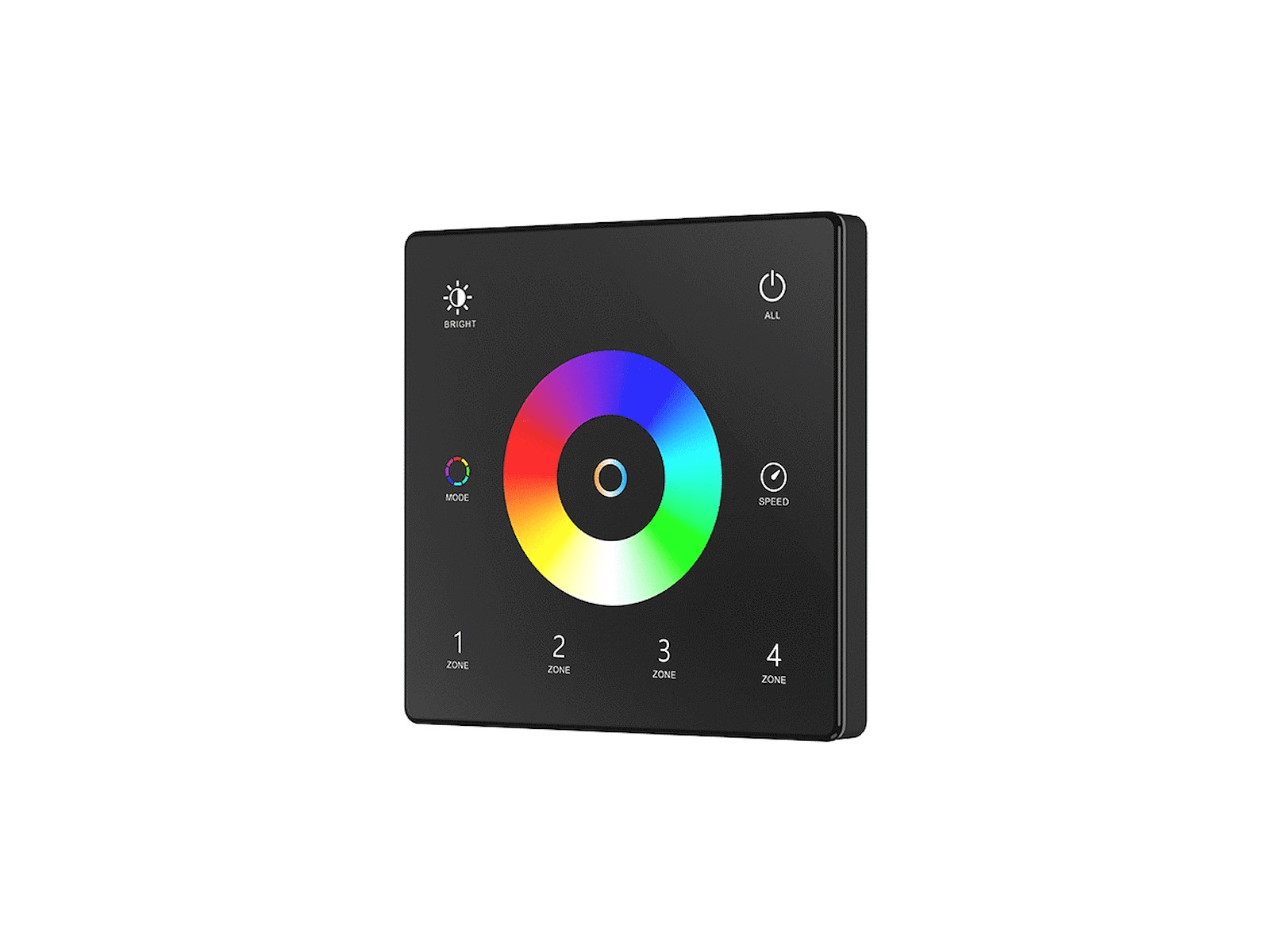 Fjernbetjeningspanel 2.4GHz for RGB+CCT 4 zoner styring og dæmp. Sort