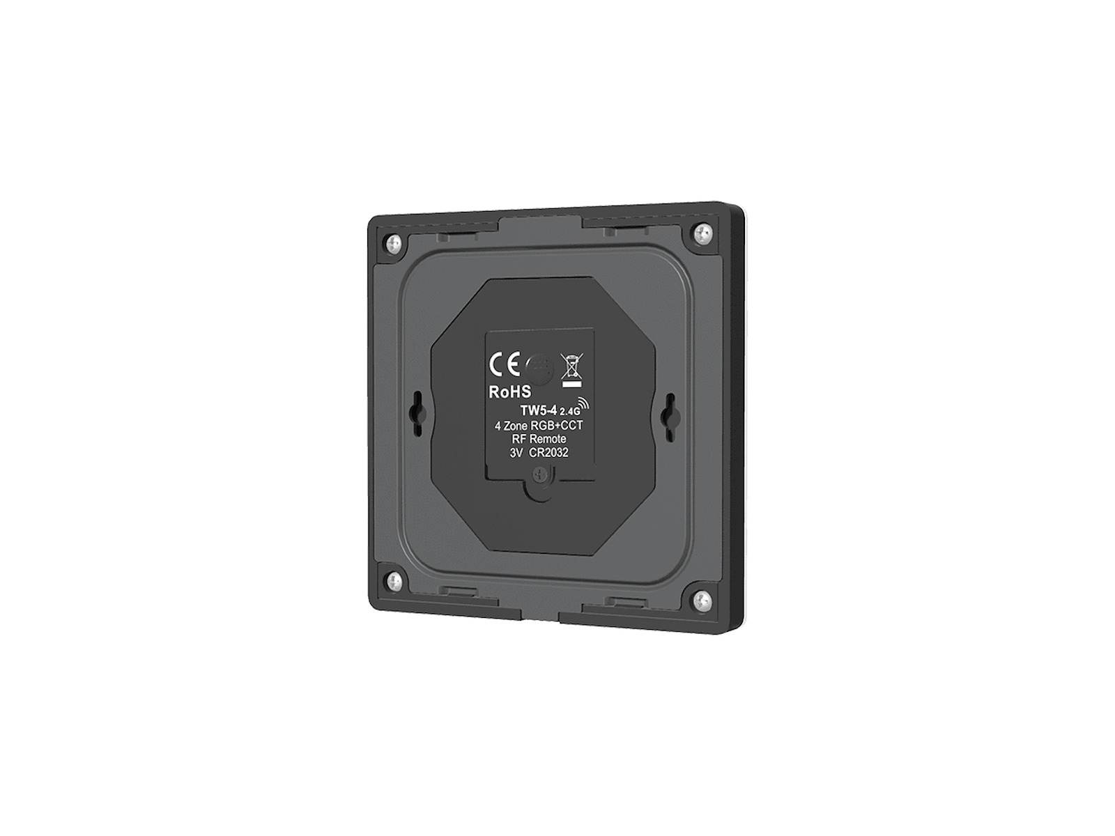 Fjernbetjeningspanel 2.4GHz for RGB+CCT 4 zoner styring og dæmp. Sort