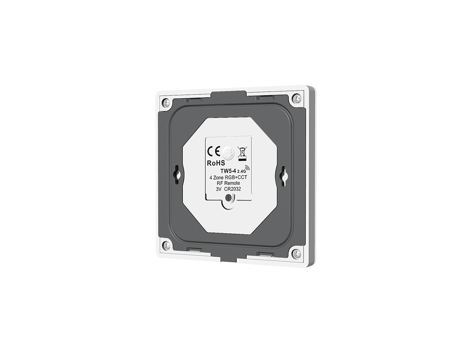 Fjernbetjeningspanel 2.4GHz for RGB/RGBW 4 zoner styring og dæmp. Hvid