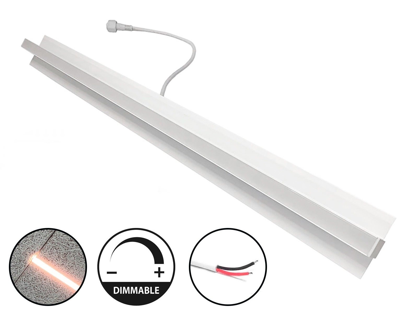 LED lysskinne til Troldtekt/træbeton 60 cm. planforsænket. WW - 35mm