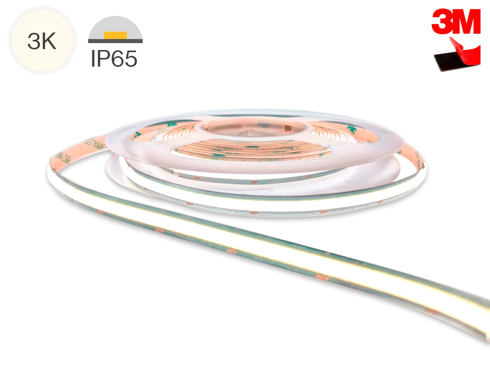 LED COB strip 5 m. CutFree 3000K 16W CRI90 90lm/w. IP65.