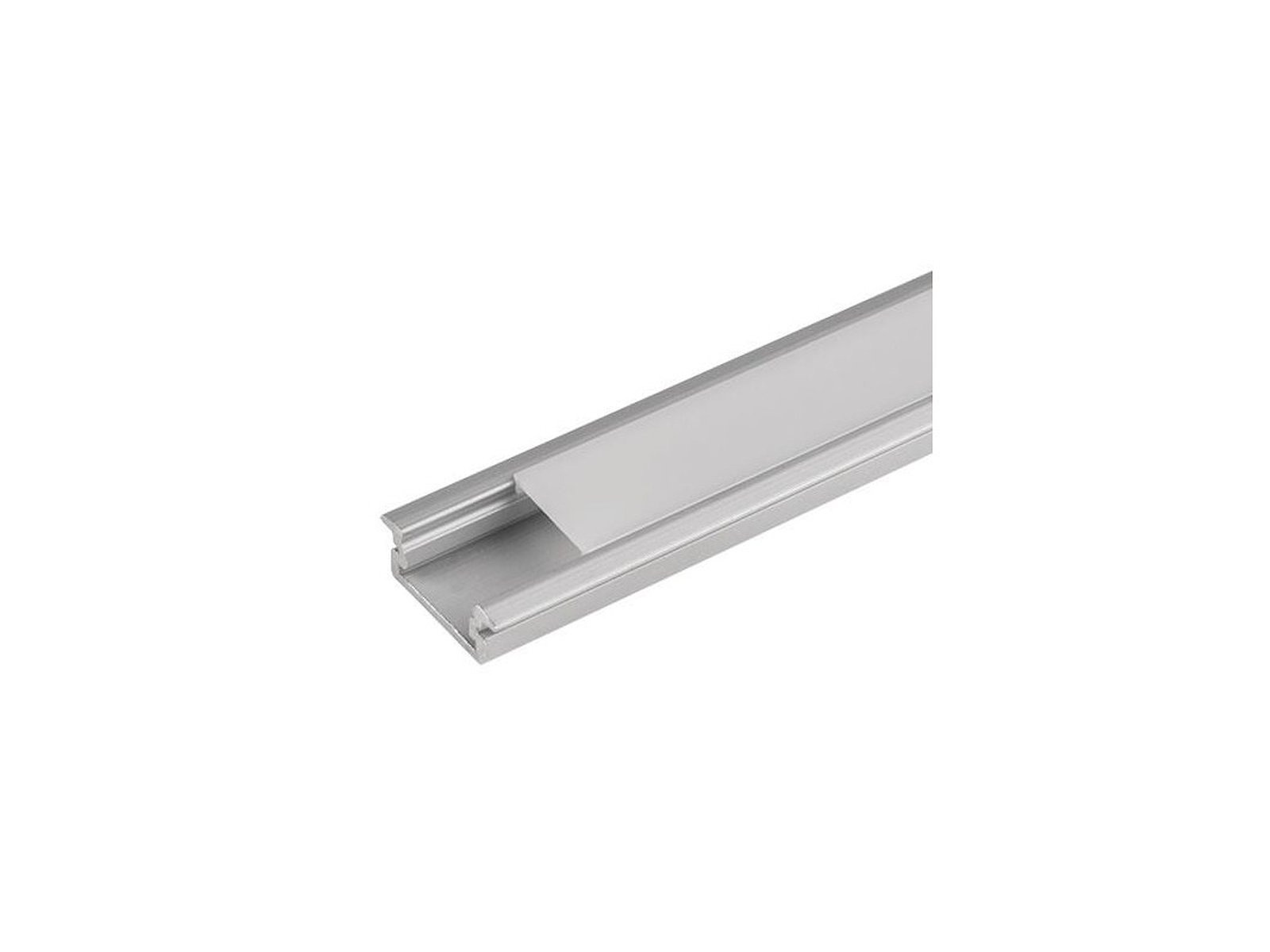 Indbygnings-aluminiumsprofil 11.8 mm til LED strip. 2 m. inkl. opal cover. 2 clips og endestykker